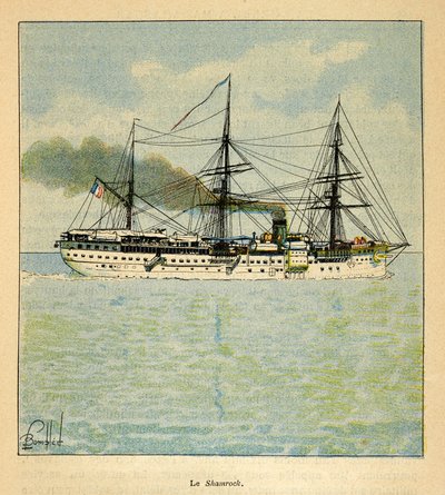 La guerra in Madagascar - Storia aneddotica delle spedizioni francesi del 1885-1895 di Henri Galli dit Galllichet (1854-1922), illustrata da Louis Bombled (1862-1927): La nave ospedale Shamrock in rotta verso il Madagascar da Louis Charles Bombled
