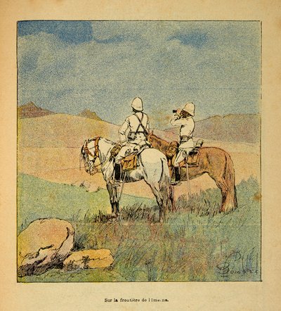 La guerra in Madagascar - Storia aneddotica delle spedizioni francesi del 1885-1895 di Henri Galli detto Galllichet (1854-1922), illustrato da Louis Bombled (1862-1927): Militari in ricognizione al confine di Imerina in Madagascar nel 1895 da Louis Charles Bombled
