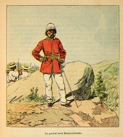 La guerra in Madagascar - Storia aneddotica delle spedizioni francesi del 1885-1895 di Henri Galli detto Galllichet (1854-1922), illustrato da Louis Bombled (1862-1927): Ritratto del generale Hova Ramasombazaha da Louis Charles Bombled