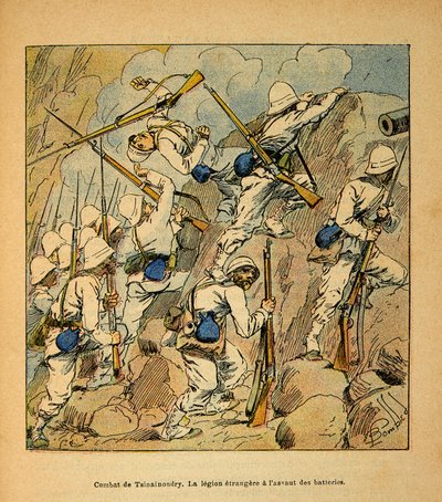 La guerra in Madagascar-Storia aneddotica delle spedizioni francesi del 1885-1895 di Henri Galli, illustrato da Louis Bombled: Battaglia di Tsinainondry, la legione straniera all