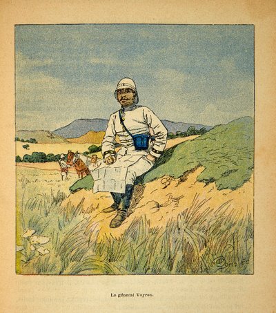 La guerra in Madagascar-Storia aneddotica delle spedizioni francesi del 1885-1895 di Henri Galli, illustrato da Louis Bombled: Ritratto del generale Voyron (1838-1921) da Louis Charles Bombled