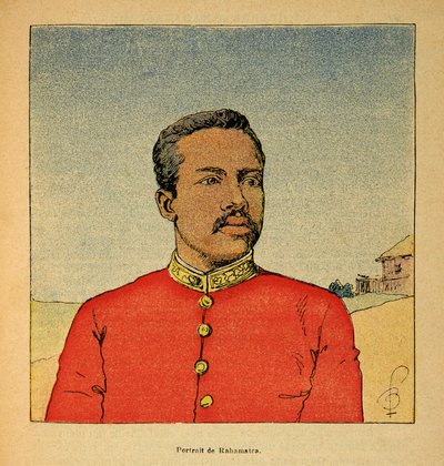 La guerra in Madagascar-Storia aneddotica delle spedizioni francesi del 1885-1895 di Henri Galli detto Galllichet (1854-1922), illustrato da Louis Bombled (1862-1927): Ritratto del Principe Ramahatra, Collezione privata da Louis Charles Bombled