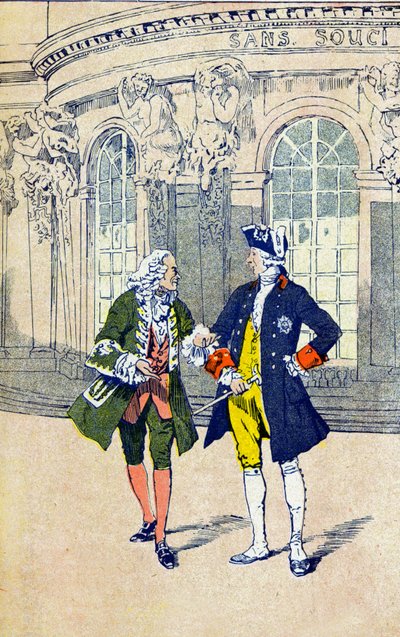 Voltaire con Federico II di Prussia da Louis Charles Bombled