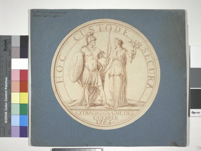Design della medaglia, Guerra e Pace: HOC CUSTODE SECURA da Louis Claude (attr. to) Vassé