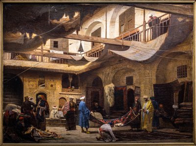 Il bazar dei tappeti nel Khan Khalil del Cairo da Louis Claude Mouchot