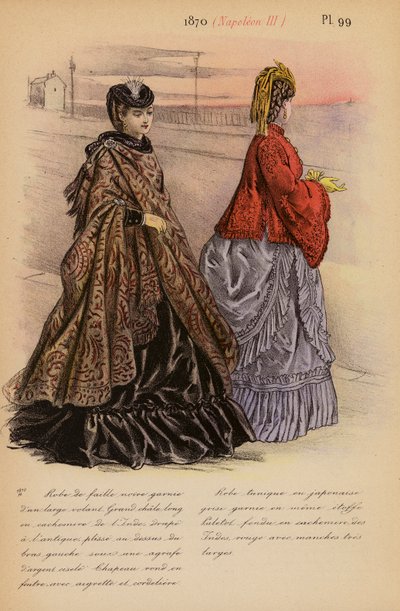 Moda francese: 1870, Napoleone III (litografia a colori) da Louis Colas