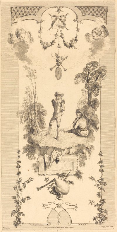 Pastore che danza al suono di un flauto da Louis Crépy after Antoine Watteau