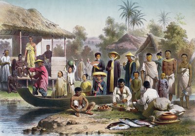 Costume annamita, cambogiano e siamese, ridisegnato da Janet Lange e inciso da Eugene Ciceri da Louis Delaporte
