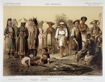 Gruppi etnici intorno al 1870 in "Viaggio di esplorazione in Indocina 1866-1868" di Francis Garnier, Parigi da Louis Delaporte