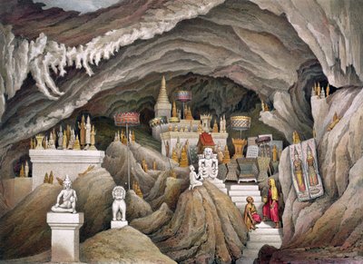 Interno della grotta di Nam Hou, Laos, da 