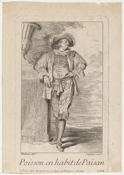 Pesce in abito da contadino da Louis Deplaces after Antoine Watteau