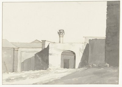 Colonna antica e edifici nel porto di Brindisi da Louis Ducros