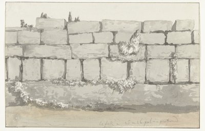 Esterno del muro esterno del tempio antico nella città vecchia di Manduria Voyage en Italie, en Sicile et à Malte - 1778 (titolo della serie) da Louis Ducros