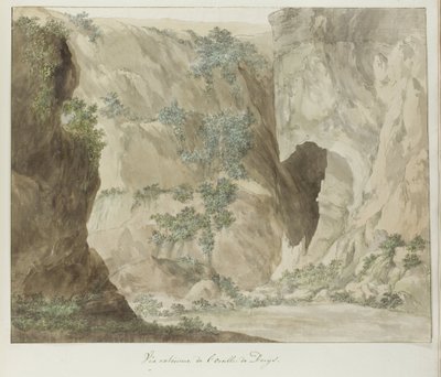 Parete esterna della grotta Oreille de Denys (Voyage en Italie, en Sicile et à Malte - 1778) da Louis Ducros