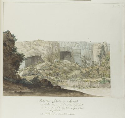 Parte delle Latomie di Siracusa (Voyage en Italie, en Sicile et à Malte - 1778) da Louis Ducros