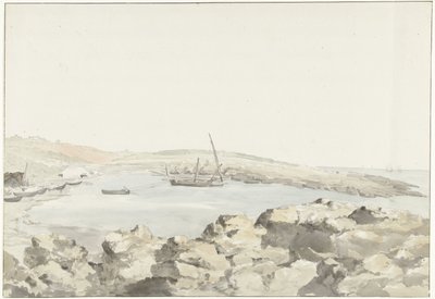 Veduta del porto di Luogo Vivo (Voyage en Italie, en Sicile et à Malte - 1778) da Louis Ducros