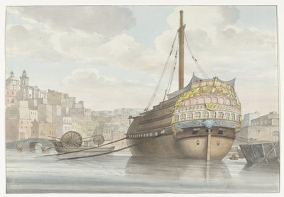 Vista del porto con galea vicino al cantiere da Louis Ducros