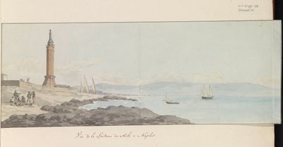 Veduta del faro presso il molo di Napoli Vue de la Lanterne du Mole à Naples Voyage en Italie, en Sicile et à Malte - 1778 da Louis Ducros