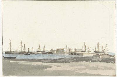 Porto di Barletta con navi da Louis Ducros