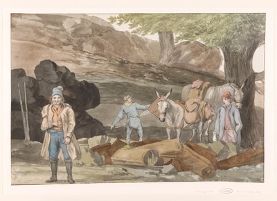 Sosta alla Grotta delle Capre al confine tra Nemorosa e Fredda. Viaggio in Italia, in Sicilia e a Malta - 1778 da Louis Ducros