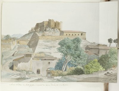 Vecchio castello di Mata e Grifone e il monastero dei Carmelitani a Messina (Voyage en Italie, en Sicile et à Malte - 1778) da Louis Ducros