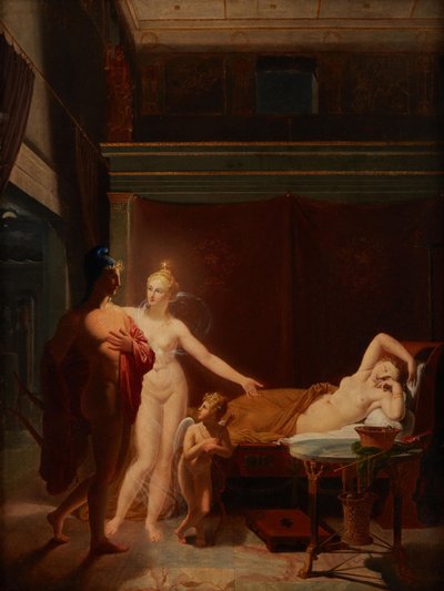 Paride ed Elena, Venere e Amore accompagnano Paride alla camera di Elena, 1800 da Louis Ducros