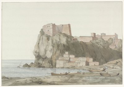 Roccia e città di Scilla nella regione Calabria sulla costa occidentale da Louis Ducros