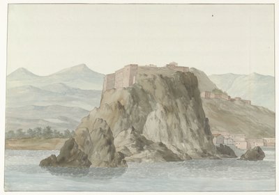 Roccia e città di Scilla nella regione Calabria vista dal mare a nord da Louis Ducros