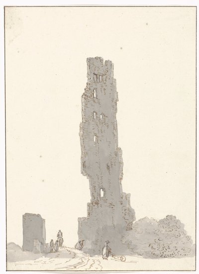 Rovina della torre lungo la strada principale tra Terracina e Fondi (Voyage en Italie, en Sicile et à Malte - 1778) da Louis Ducros
