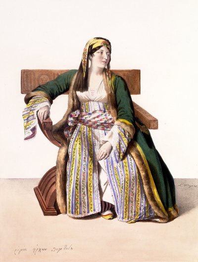Una donna greca di Livery - Tavola XVI, incisa da Lemercier da 