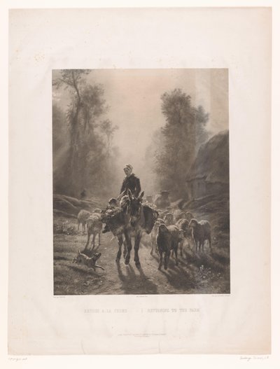 Contadina con bestiame ritorna alla fattoria da Louis Emmanuel Soulange Teissier