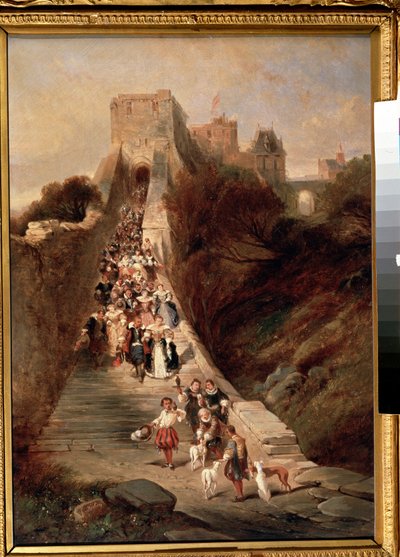 La partenza dal castello da Louis Eugene Gabriel Isabey