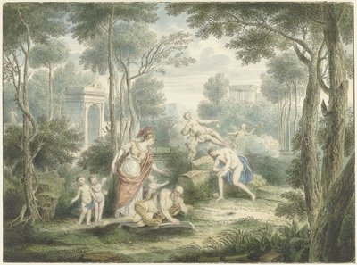 Paesaggio arcadico con Atena che incorona un vecchio e Venere e Adone da Louis Fabritius Dubourg