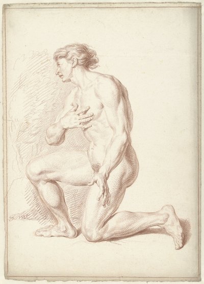 Nudo maschile, inginocchiato, verso sinistra da Louis Fabritius Dubourg