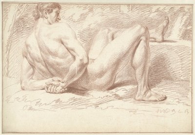 Nudo maschile sdraiato, con le braccia dietro la schiena da Louis Fabritius Dubourg