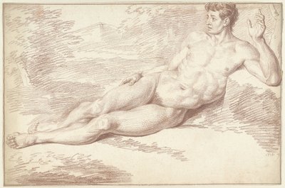 Nudo maschile, sdraiato sul fianco, verso destra da Louis Fabritius Dubourg