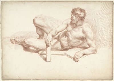 Nudo maschile sdraiato, appoggiato sul braccio sinistro da Louis Fabritius Dubourg