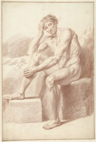 Nudo maschile, seduto con ginocchia piegate da Louis Fabritius Dubourg
