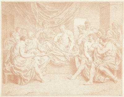 Vecchio uomo a letto circondato da persone da Louis Fabritius Dubourg