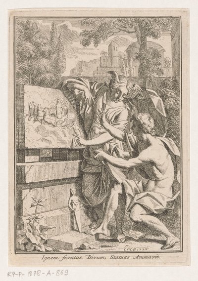 Donna con testa alata mostra un bassorilievo a un giovane uomo da Louis Fabritius Dubourg