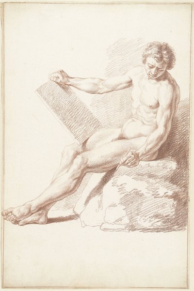 Nudo accademico seduto, come disegnatore da Louis Fabritius Dubourg