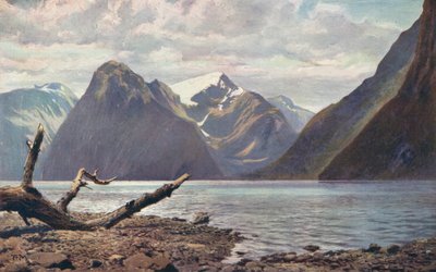 Scena a Milford Sound, Nuova Zelanda da Louis Fairfax Muckley