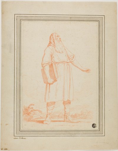 Uomo barbuto in piedi che tiene un libro da Louis Felix de la Rue