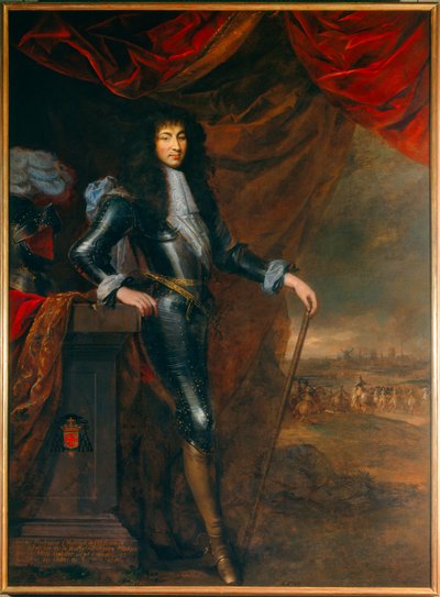 Ritratto a figura intera di Luigi XIV (1638 - 1715) giovane in armatura. Dipinto attribuito a Louis Ferdinand Elle, il vecchio (1612-1689) da Louis Ferdinand (c.1612 89) (attr.to) Elle