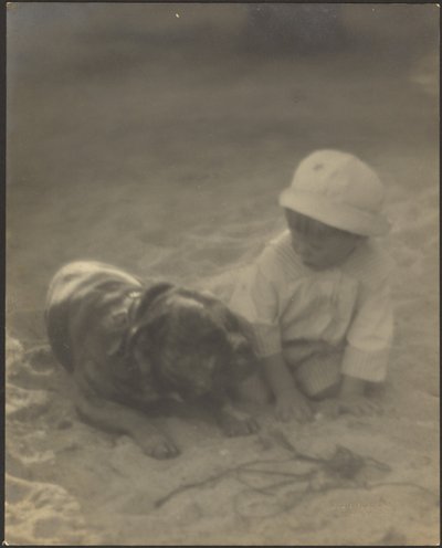 [Ragazzo seduto con un cane] da Louis Fleckenstein