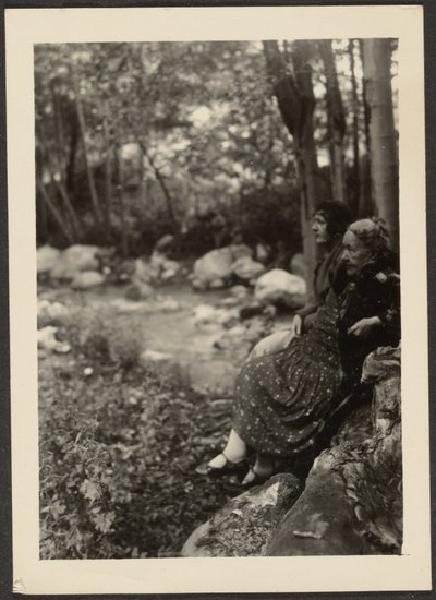[Florence e la signora Fleckenstein presso il ruscello della foresta]. da Louis Fleckenstein