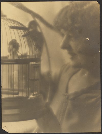 [Donna con gabbia per uccelli] da Louis Fleckenstein