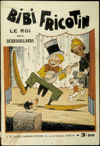 Bibi Fricotin, il re dei truffatori (suona il banjo sul palco) - copertina del N° 7. Di Louis Forton (1879-1934) da Louis Forton
