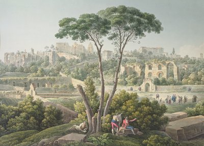 Veduta del Colle Palatino a Roma, con le rovine del Palazzo dei Cesari sullo sfondo, c.1800 da Louis Francois Cassas