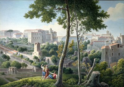 Veduta del colle Quirinale a Roma, con la Villa Colonna sullo sfondo, c.1800 da Louis Francois Cassas